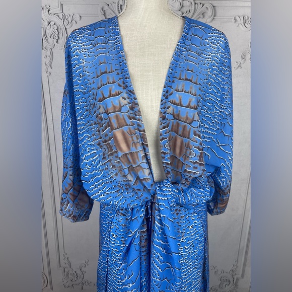 Luxury Two Piece Crocodile Pants Set Chiffon Kimono Kaftan Swimsuit Coverup. - Picture 11 of 14